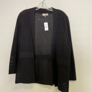 NWT Loft Womens Black Long Sleeve Open Front Cardigan Sweater Size Large